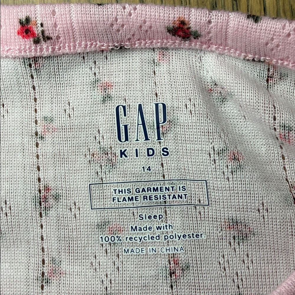 Gap Girls Pink Ditsy Floral Print 2-Piece Long Sleeve Pajama Set Size 14 - Picture 7 of 8